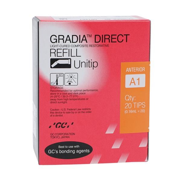 GC 001967 Gradia Direct Composite Restorative Universal Unitips A1 20/Pk GC 001967 Gradia Direct Composite Restorative Universal Unitips A1 20/Pk